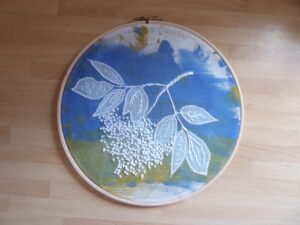 Sunprint & embroidery Eldeflower