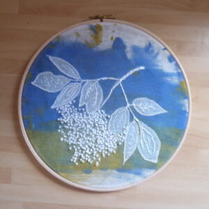 Sunprint & embroidery Eldeflower